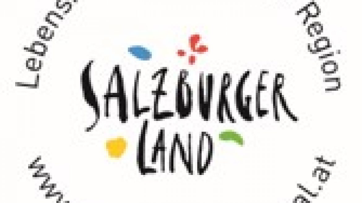 Salzburger Land Logo mit Text: Lebensmittel aus unserer Region www.garanitert-regional.at in einem Kreis.